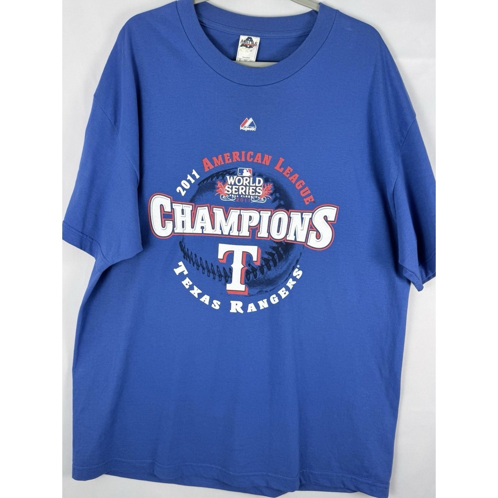 Texas Rangers 2011 AL Champions World Series Majestic XL Double Sided T Shirt
